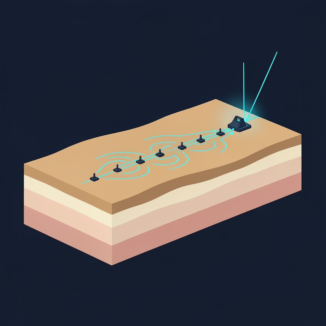 Equipo de refracción sísmica en campo